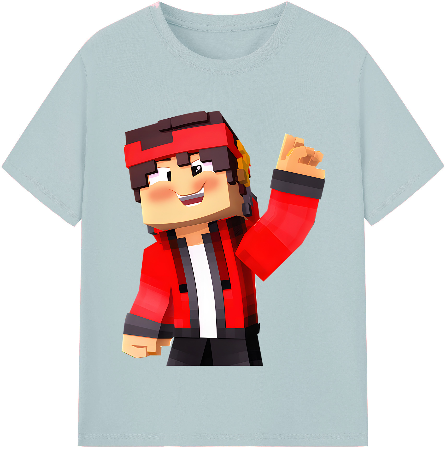 （画像用） マインクラフト ブロックの世界 Minecraft MC Block world 綿100％半袖Tシャツ（フロントプリント）